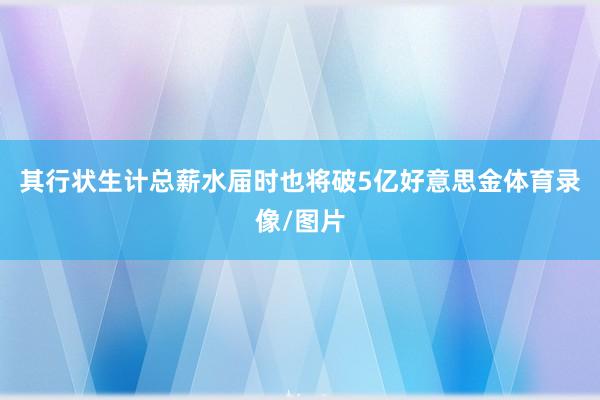 其行状生计总薪水届时也将破5亿好意思金体育录像/图片