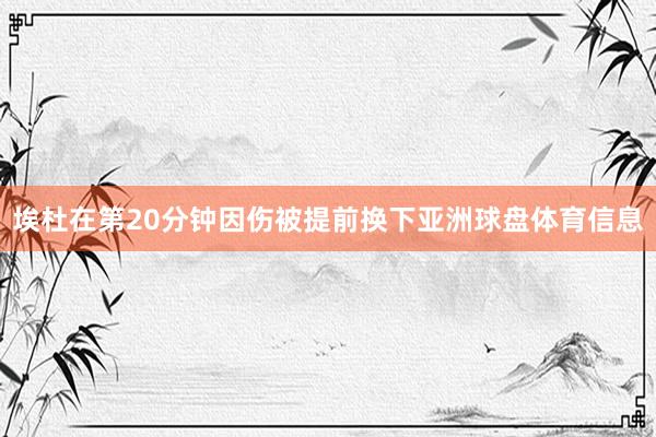 埃杜在第20分钟因伤被提前换下亚洲球盘体育信息